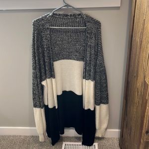 Oversized cardigan style color block sweater